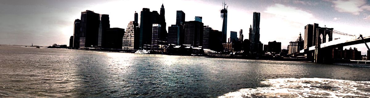 New York seen from the Hudson at Nightfall