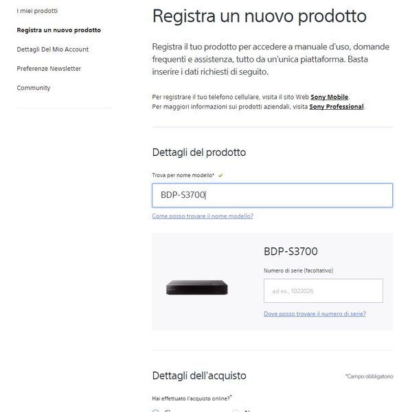 Registrazione BDP-S3700