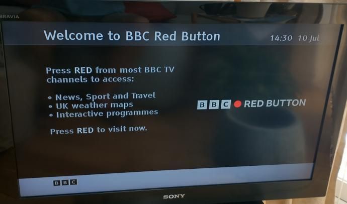 Old Bravia Red Button home page