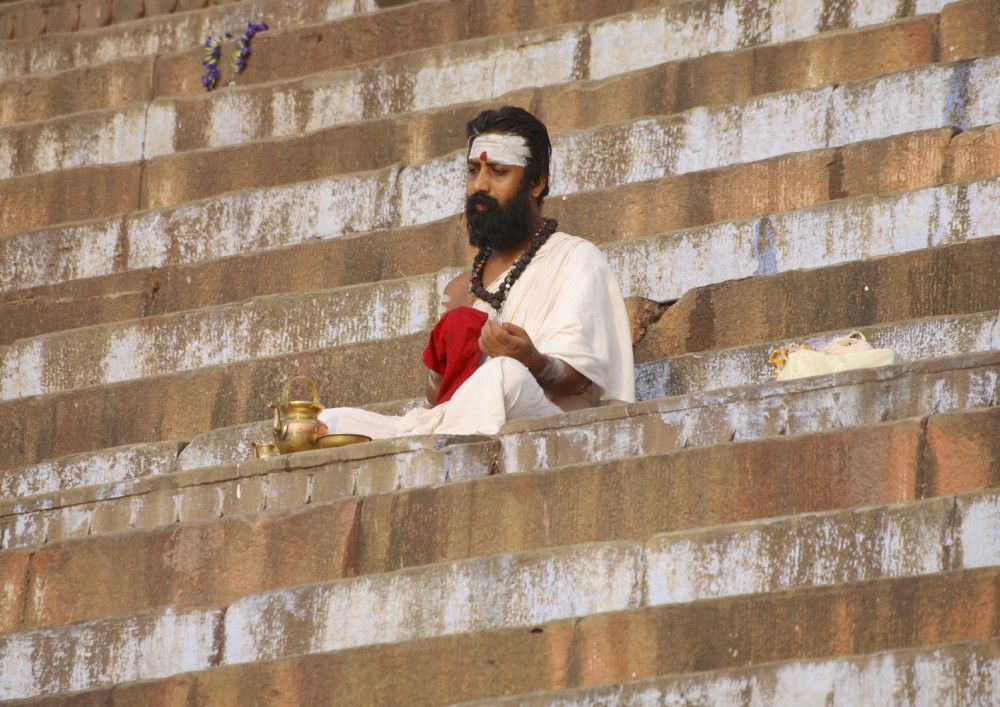 Meditatiing at the Ghats, Varanasi, India